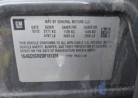 2013 Buick Lacrosse Leather Group из США, поврежденный, VIN 1G4GC5GR2DF181236